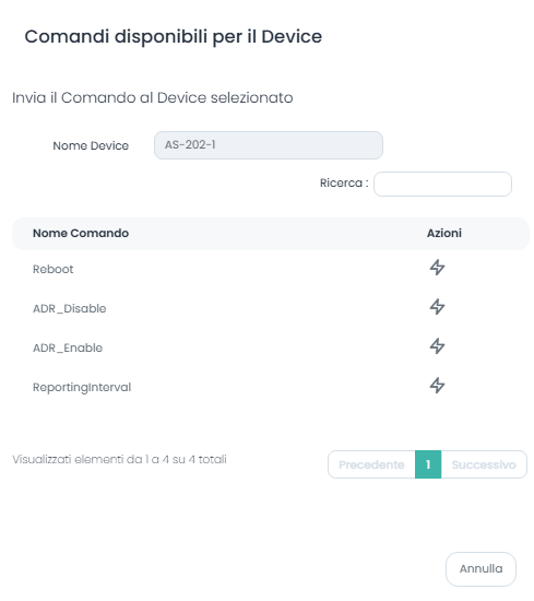 Invia comandi remoti al Device AtomSenses