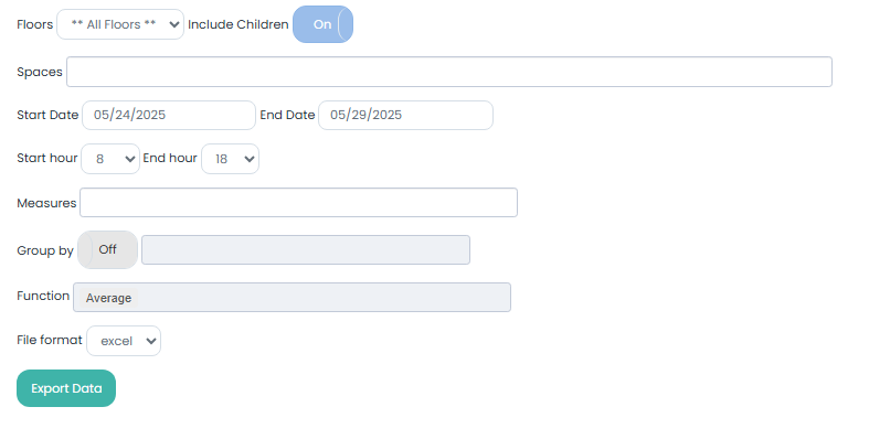 Opzioni Export Sensor Data