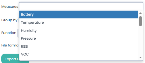 Opzioni Export Sensor Data