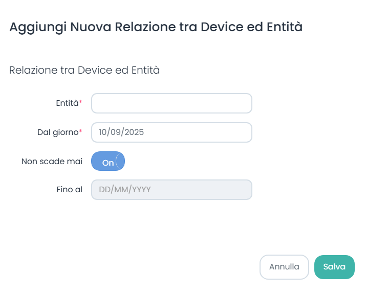 Aggiungi Relazione tra Stanza ed Entità