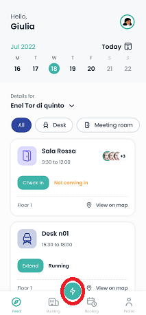 Mobile App Home con prenotazioni
