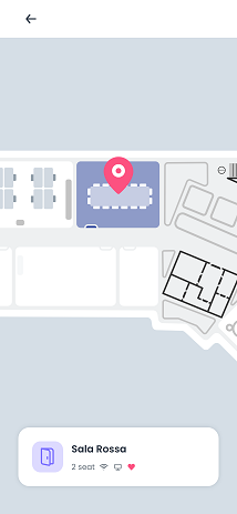Mobile App mappa sala prenotata