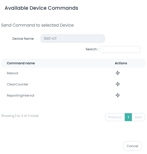 Invia comandi remoti al Device CT