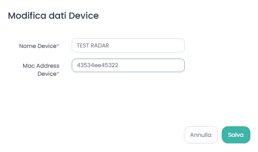 Modifica dati Device