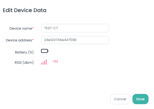 Modifica dati Device CT