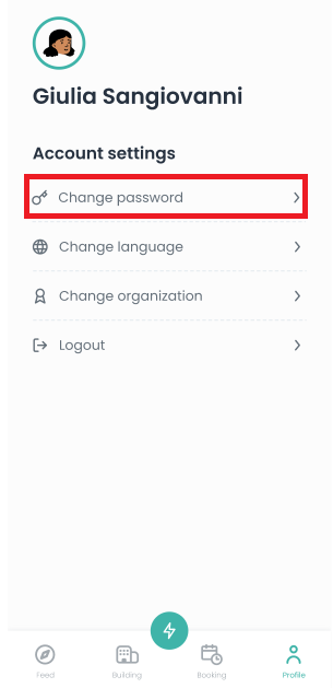 Mobile App change password