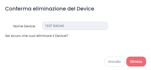 Conferma Eliminazione Device